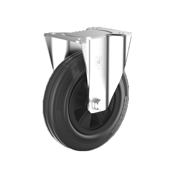 Rubber Bokwiel 100mm plaatbev. 70kg