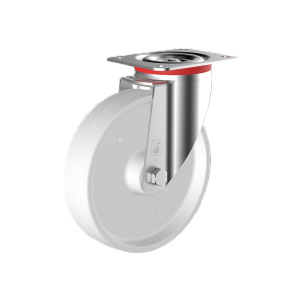 Nylon Zwenkwiel 125mm plaatbev. 300kg