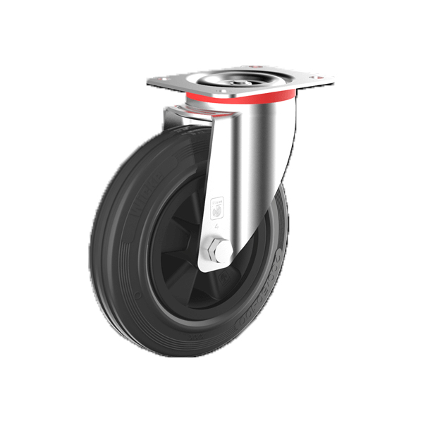 Rubber Zwenkwiel 200mm plaatbev. 205kg